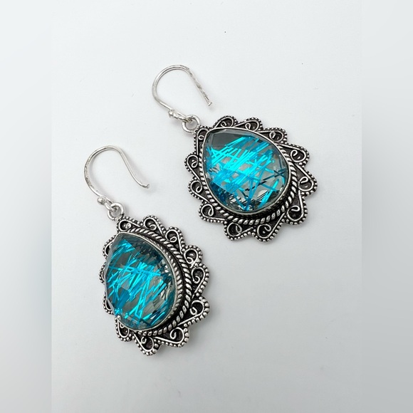 BLUE RUTILE EARRINGS - Picture 15 of 15